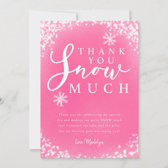 Cartão De Agradecimento Festa de Aniversário de Inverno Garota Muito Obrig (Frente)