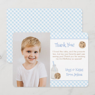 Cartão De Agradecimento Festa de Aniversário de Leite e Biscoitos Foto Pin