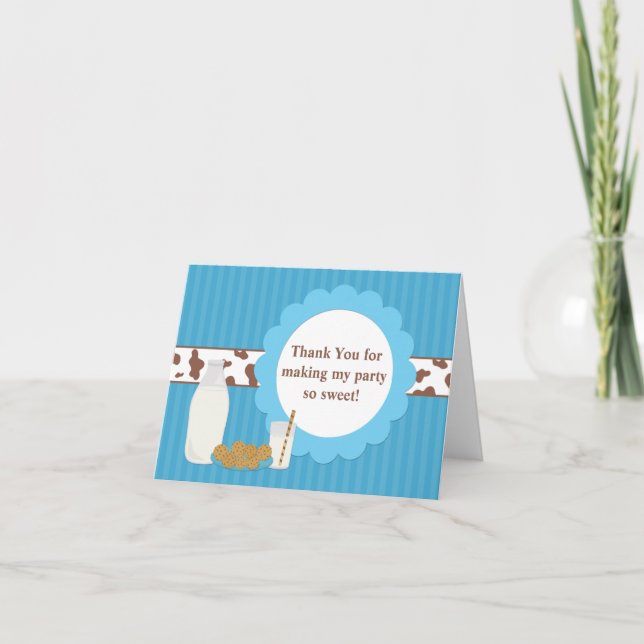 Cartão De Agradecimento Festa de aniversário de Leite e Cookies Obrigado (Frente)
