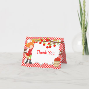 Cartão De Agradecimento Festa de aniversário de Maçã Escolhendo Cabelo Ver