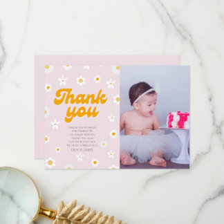Cartão De Agradecimento Festa de aniversário de menina pequena com foto fl