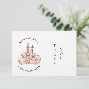 Cartão De Agradecimento Festa de Aniversário de Meninas Um Toque de Paris