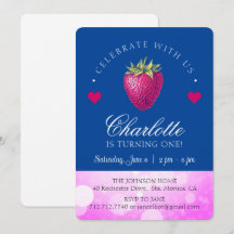 Festa de Aniversário de Morango Menina Rosa e Azul