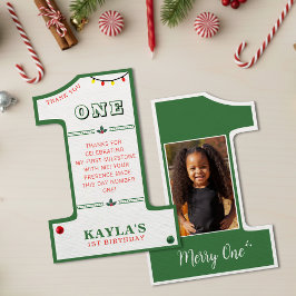 Cartão De Agradecimento Festa de Aniversário de Natal 1 Merry One Foto