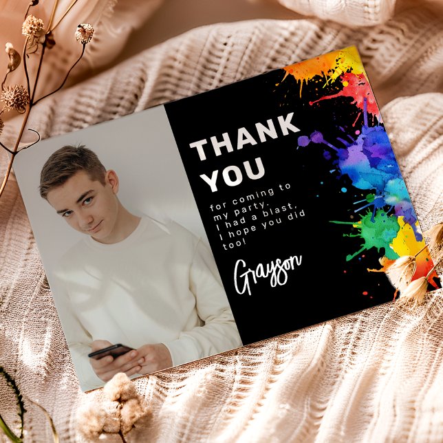 Cartão De Agradecimento Festa de Aniversário de Paintball (Criador carregado)