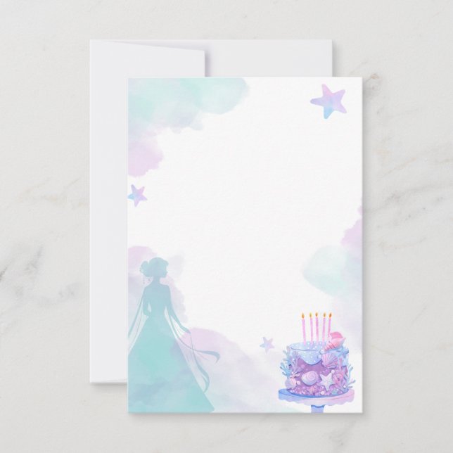 Cartão De Agradecimento Festa de aniversário de Princesa Azul Roxo (Frente)