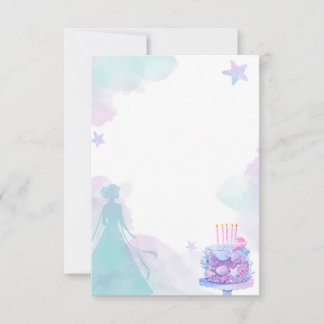 Cartão De Agradecimento Festa de aniversário de Princesa Azul Roxo