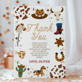 Cartão De Agradecimento Festa de Aniversário de Rodeio de Cowboy Western