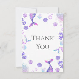 Cartão De Agradecimento Festa de aniversário de Sereia Roxa