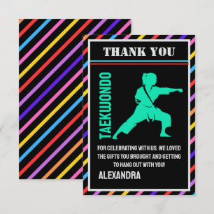 Cartão De Agradecimento Festa de Aniversário de Taekwondo, Jogadora de Tae