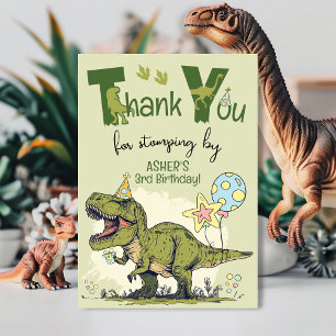 Cartão De Agradecimento Festa de Aniversário de Três-Rex do TRex Dinossaur