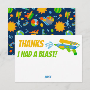 Cartão De Agradecimento Festa de Aniversário de Verão para Crianças com Ba