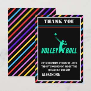 Cartão De Agradecimento Festa de Aniversário de Volei, Jogadora de Volei F