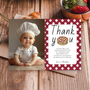 Cartão De Agradecimento Festa de Aniversário do Bebê Cozinheiro da Torta d