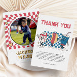 Cartão De Agradecimento Festa de aniversário do Beisebol Retroativo<br><div class="desc">Cartões de agradecimentos de Festa de aniversário do Beball Retroativo Vibes Boy</div>