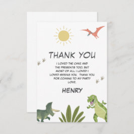 Cartão De Agradecimento Festa de aniversário do dinossauro
