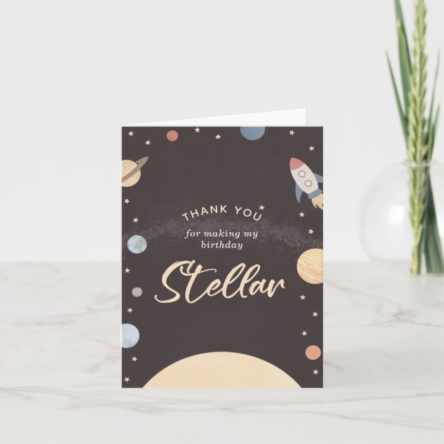 Cartão De Agradecimento Festa de aniversário do Espaço Exterior (Frente)