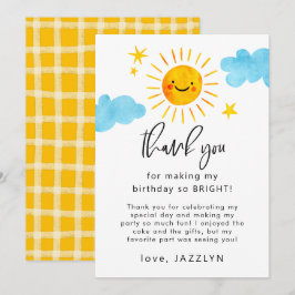 Cartão De Agradecimento Festa de Aniversário do Sol