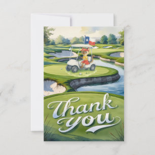 Cartão De Agradecimento Festa de aniversário do Texas Golfer no campo de g