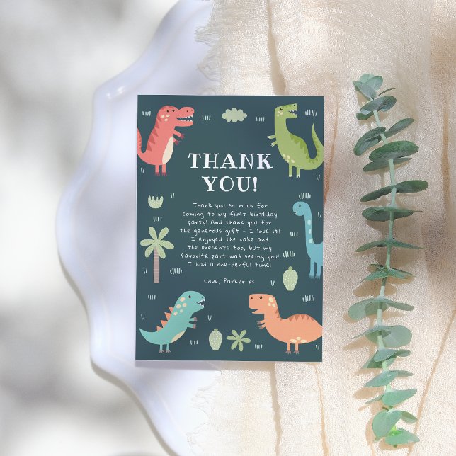 Cartão De Agradecimento Festa de aniversário dos Dinossauros Bonitos do Pa (Criador carregado)