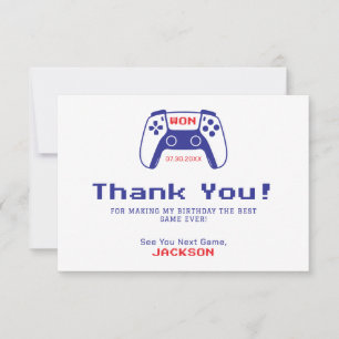 Cartão De Agradecimento Festa de Aniversário dos Gamer Boys Gaming