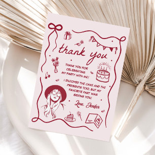 Cartão De Agradecimento Festa de aniversário Eras Rosa