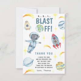 Cartão De Agradecimento Festa de Aniversário Espacial de Astronauta
