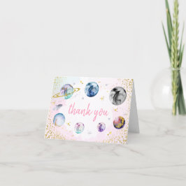 Cartão De Agradecimento Festa de aniversário Espacial Primeira Viagem Em T