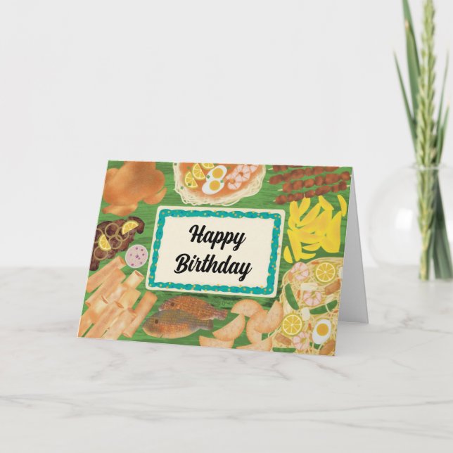 Cartão De Agradecimento Festa de aniversário Filipina Lumpia Pancit (Frente)