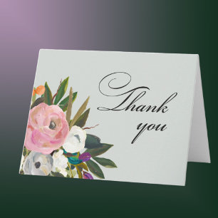 Cartão De Agradecimento Festa de aniversário Floral pintado a Qualquer Ano