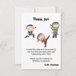 Cartão De Agradecimento Festa de Aniversário Fofa de Crianças Ninja Warrio