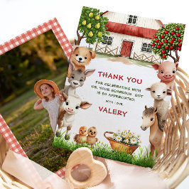 Cartão De Agradecimento Festa de Aniversário Infantil Animais da Fazenda p