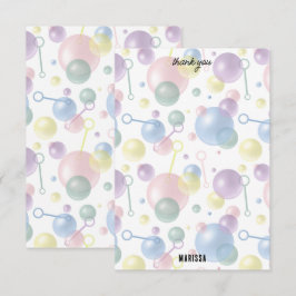 Cartão De Agradecimento Festa de Aniversário Infantil Bolha Colorida Fofa