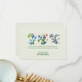Cartão De Agradecimento Festa de Aniversário Infantil de Dinossauros