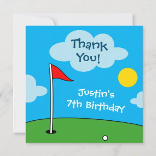 Cartão De Agradecimento Festa de aniversário infantil de esportes golfe mi