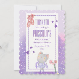 Cartão De Agradecimento Festa de Aniversário Infantil de Gatinha Bailarina
