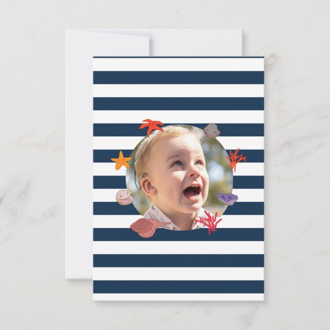 Cartão De Agradecimento Festa de aniversário infantil de verão de marinhei (Frente)