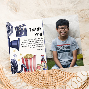 Cartão De Agradecimento Festa de Aniversário Infantil Noite de Filme Infan
