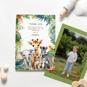Cartão De Agradecimento Festa de Aniversário Infantil Safari Jungle Animai