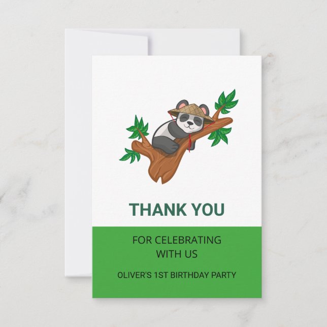 Cartão De Agradecimento Festa de Aniversário Infantil Tema Selva com Coala (Frente)