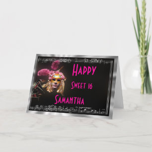 Cartão De Agradecimento festa de aniversário mascarada