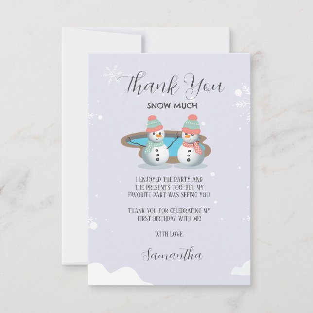 Cartão De Agradecimento Festa de Aniversário na Piscina de Inverno (Frente)