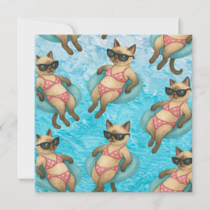 Cartão De Agradecimento Festa de Aniversário na Piscina para Amantes de Ga