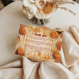 Cartão De Agradecimento Festa de Aniversário no Campo de Basquete Retrô