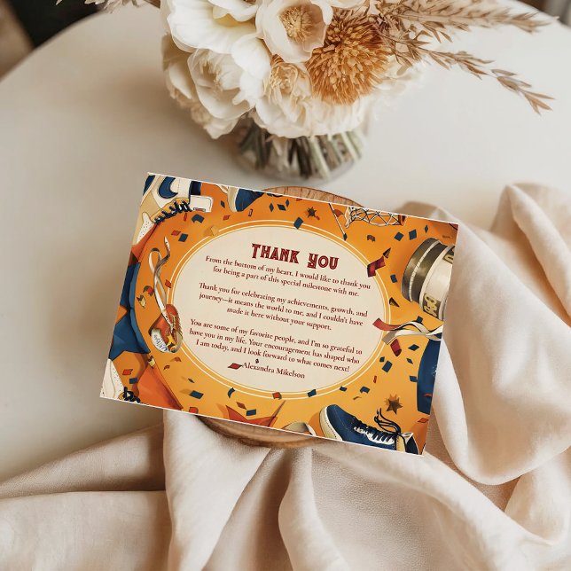 Cartão De Agradecimento Festa de Aniversário no Campo de Basquete Retrô (Criador carregado)