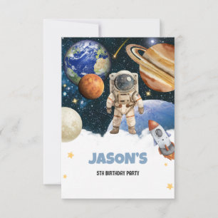 Cartão De Agradecimento Festa de Aniversário no Espaço Sideral Astronauta