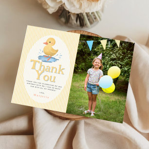 Cartão De Agradecimento Festa de Aniversário no Lago de Patinho Amarelo Pa