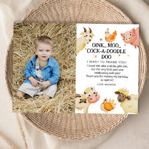 Cartão De Agradecimento Festa de Aniversário no Quintal dos Animais da Faz