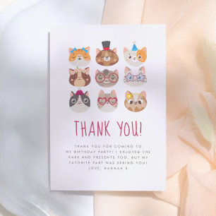 Cartão De Agradecimento Festa de Aniversário Perfeita de Gatinhos Fofos
