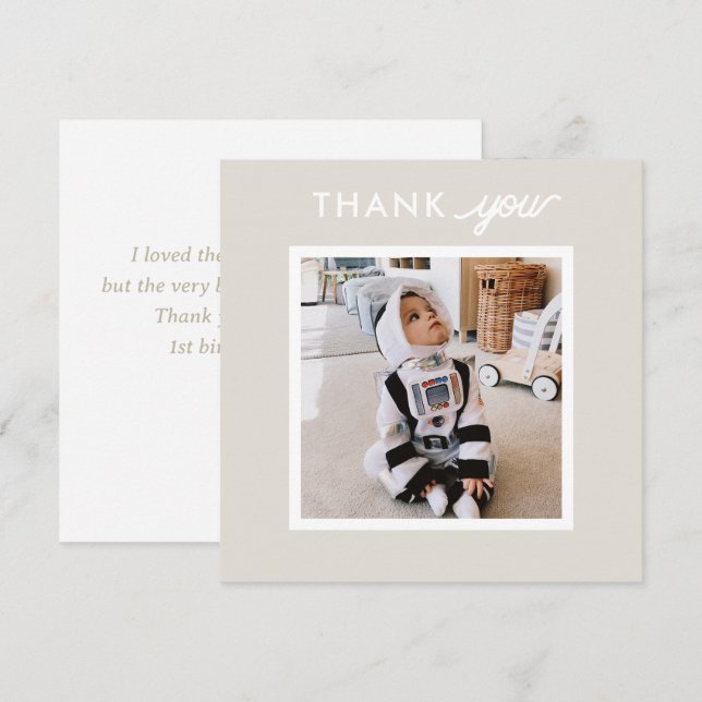 Cartão De Agradecimento Festa de Aniversário Personalizada com Foto ao Sol (Frente/Verso)